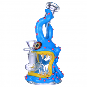 Clover Glass - 9" "Get Your Monster On" Glow In The Dark Water Pipe [BK-073]